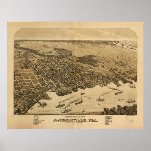 Póster Vista aérea de Jacksonville Florida (1876)