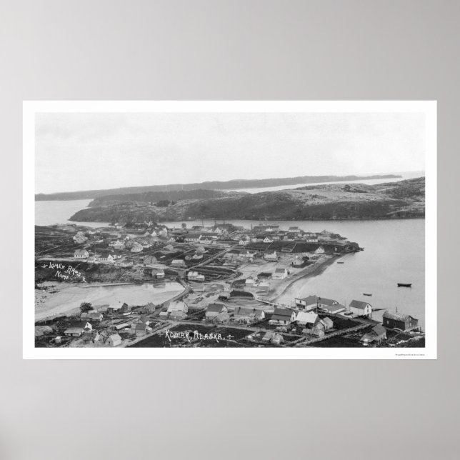 Póster Vista aérea de Kodiak Alaska 1920 (Frente)