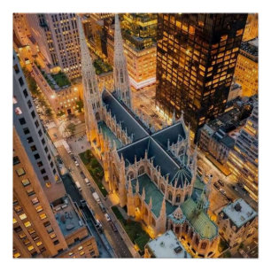 Póster Vista aérea de la catedral de San Patricio en la c