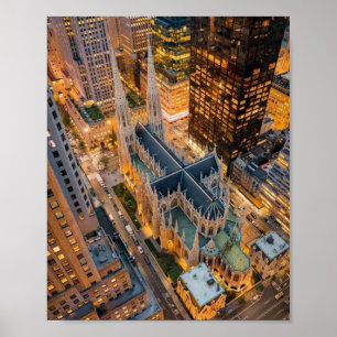 Póster Vista aérea de la catedral de San Patricio en la c