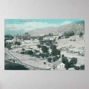Póster Vista aérea de la ciudad de Mariposa, CA