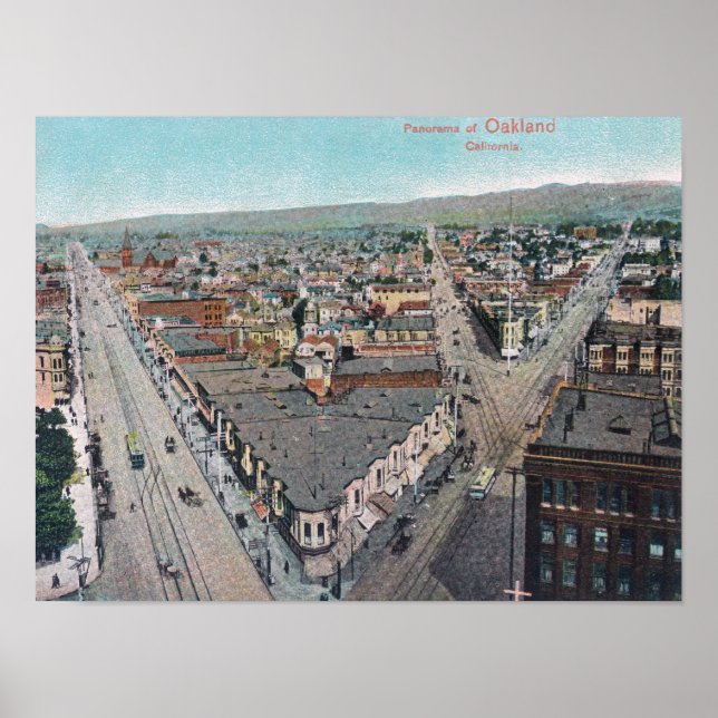 Póster Vista aérea de la ciudad de Oakland, CA (Frente)