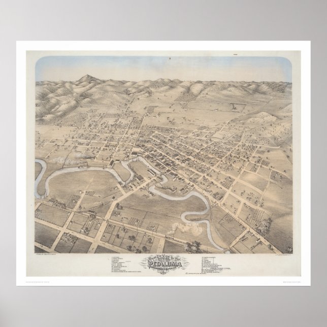 Póster Vista aérea de la ciudad de Petaluma (1298) (Frente)