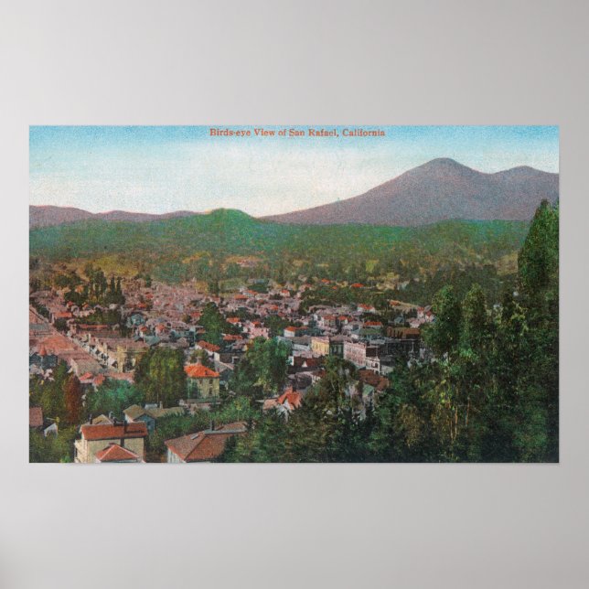 Póster Vista aérea de la ciudad de San Rafael, CA (Frente)