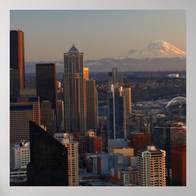 Póster Vista aérea de la ciudad de Seattle 2 (Frente)