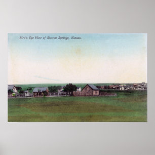 Póster Vista aérea de la ciudad de Sharon Springs, KS