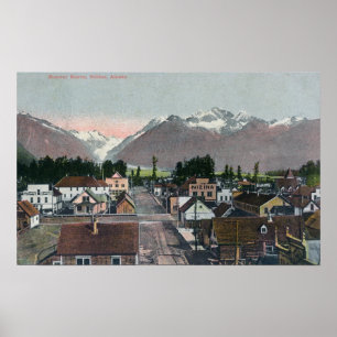 Póster Vista aérea de la ciudad de Valdez, AK
