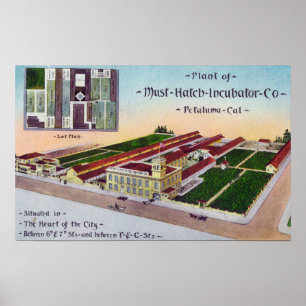 Póster Vista aérea de la incubadora Must-Hatch Co Bldg