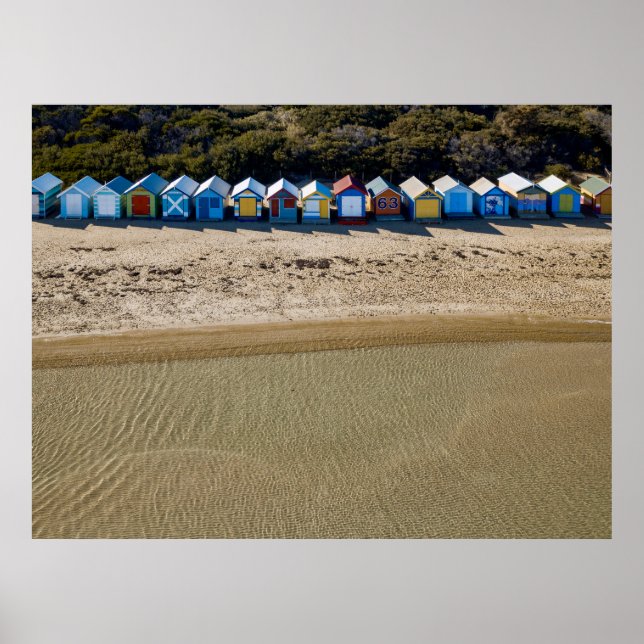 Póster Vista aérea de la playa de Brighton en Melbourne (Frente)