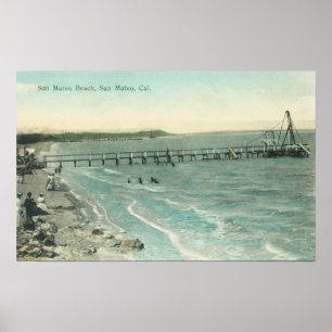 Póster Vista aérea de la playa y del embarcadero de San