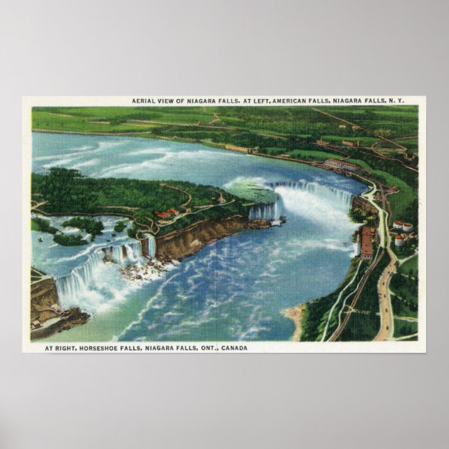 Póster Vista aérea de las cataratas del Niágara entero 2 (Frente)