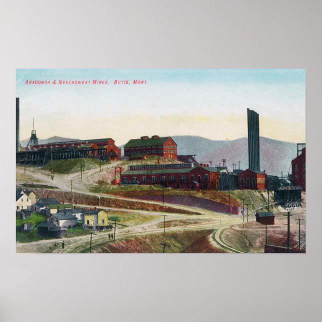 Póster Vista aérea de las minas de Anaconda y Neversweat (Frente)