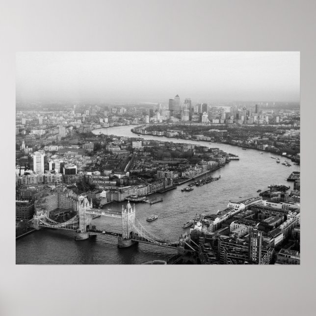 Póster Vista aérea de Londres con Támesis del Río Tower B (Frente)