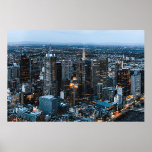 PÓSTER VISTA AÉREA DE LOS EDIFICIOS DE LA CIUDAD DURANTE