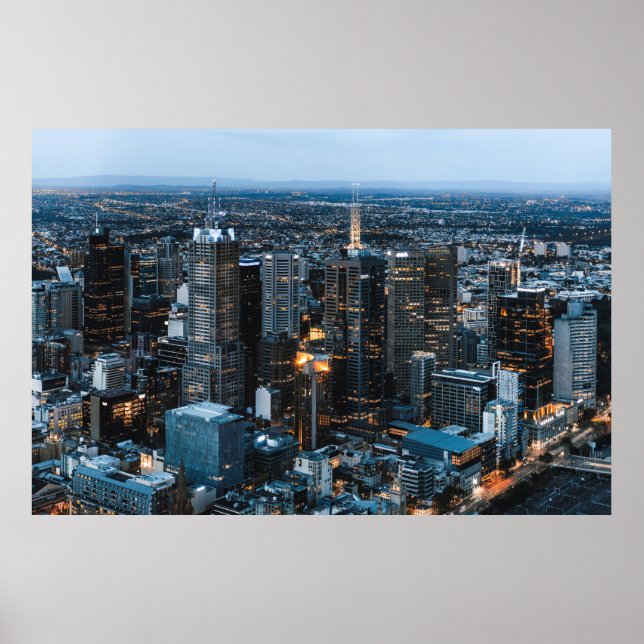PÓSTER VISTA AÉREA DE LOS EDIFICIOS DE LA CIUDAD DURANTE  (Frente)