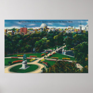 Póster Vista aérea de los jardines públicos, Beacon Hill