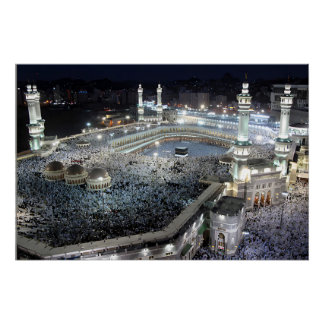 Póster Vista aérea de los peregrinos del Hajj en la Kaaba