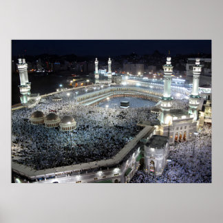Póster Vista aérea de los peregrinos del Hajj en la Kaaba