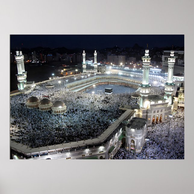 Póster Vista aérea de los peregrinos del Hajj en la Kaaba (Frente)