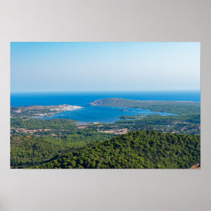 Póster Vista aérea de Menorca desde la cima del Monte Tor