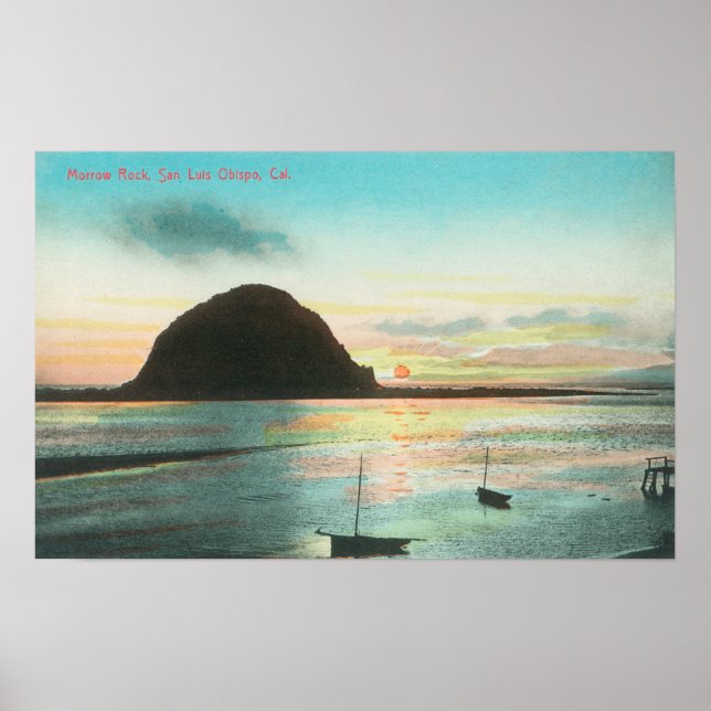 Póster Vista aérea de Morrow Rock y la bahía (Frente)