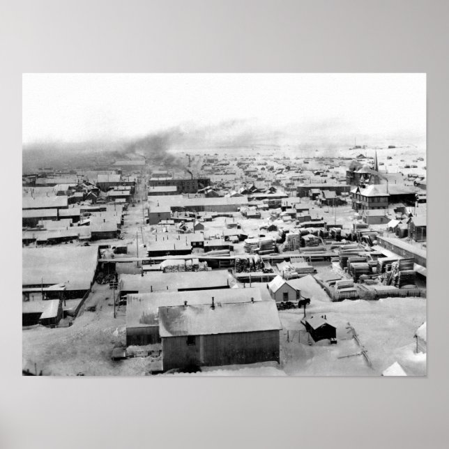 Póster Vista aérea de Nome, Alaska con Nieve (Frente)