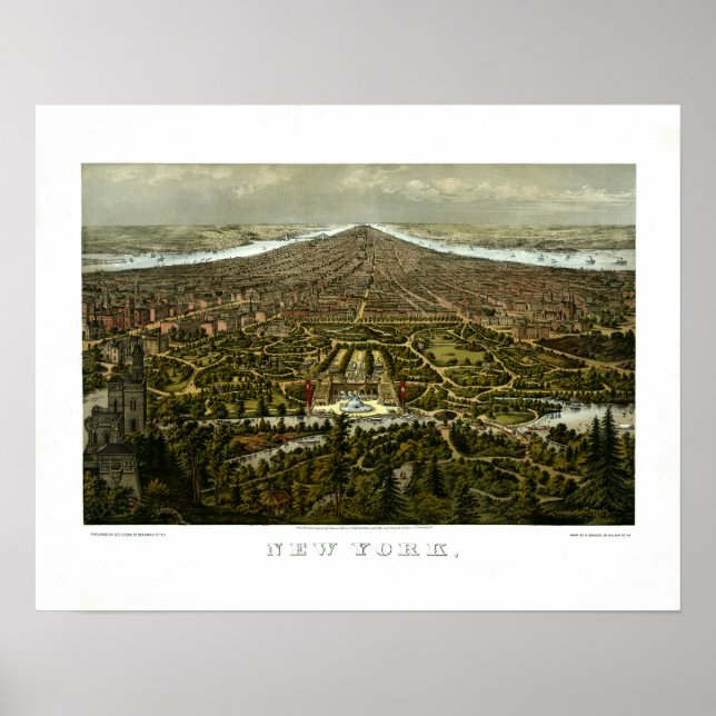 Póster Vista aérea de Nueva York con Central Park (Frente)