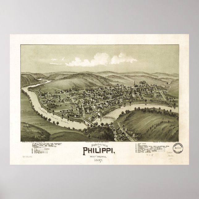 Póster Vista aérea de Philippi, Virginia Occidental (1897 (Frente)