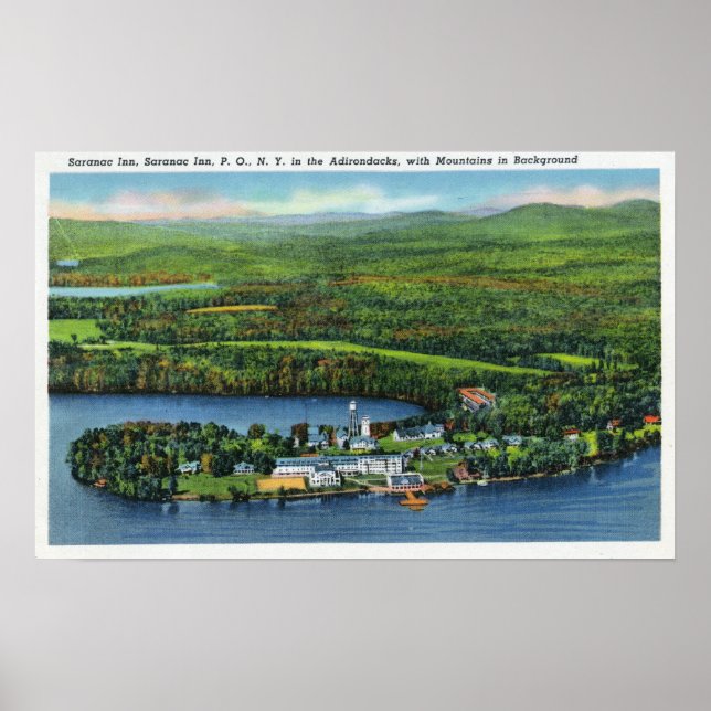 Póster Vista aérea de Saranac Inn (Frente)