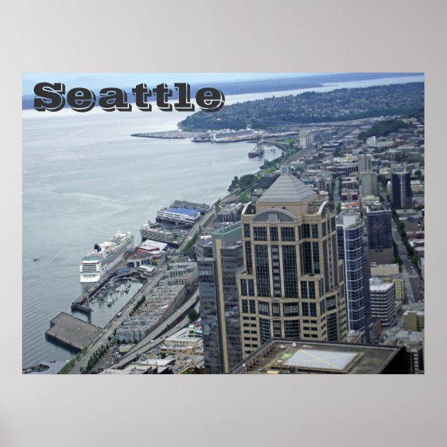 Póster Vista aérea de seattle (Frente)