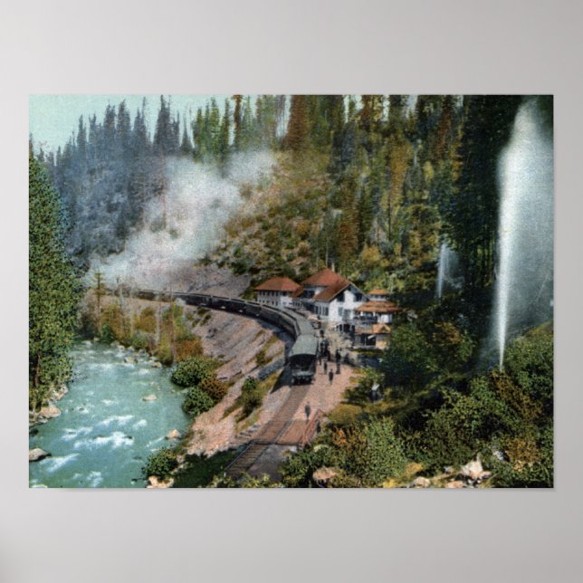 Póster Vista aérea de una estación de tren (Frente)