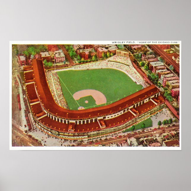 Póster Vista aérea de Wrigley FieldChicago, IL (Frente)