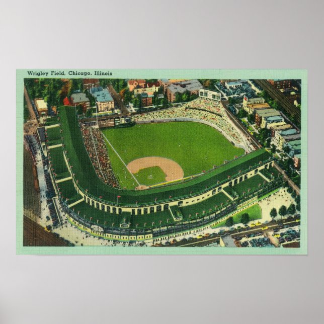 Póster Vista aérea del campo Wrigley # 2Chicago, IL (Frente)