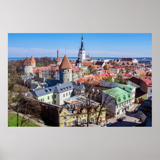 Póster Vista aérea del centro de Tallín (Frente)