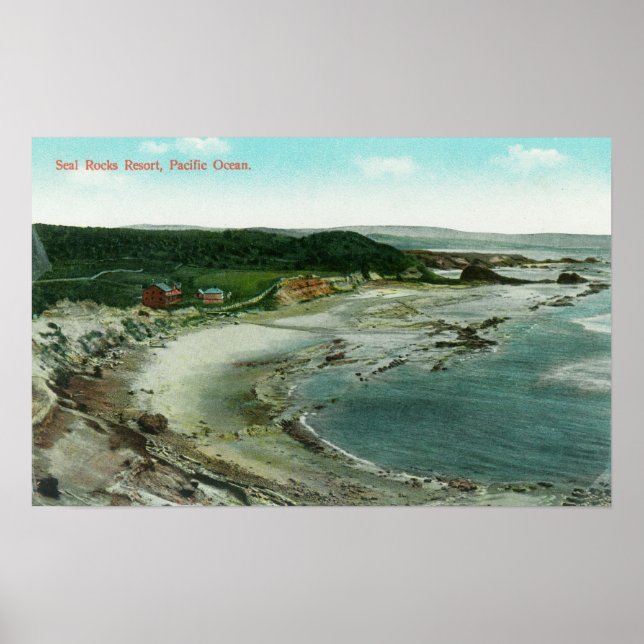 Póster Vista aérea del complejo de rocas marinas y el Pac (Frente)