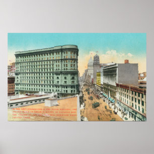 Póster Vista aérea del edificio de la inundación