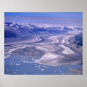 Póster Vista aérea del glaciar Lowell, nacional de Kluane