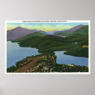 Póster Vista aérea del lago Placid y del lago Espejo