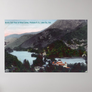 Póster Vista aérea del LakesMidlake azul, CA