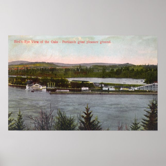 Póster Vista aérea del parque de atracciones Oaks (Frente)