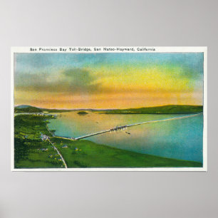 Póster Vista aérea del puente de la bahía a Hayward, CA