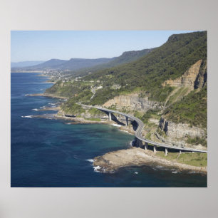 Póster Vista aérea del puente sobre el acantilado marino