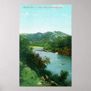 Póster Vista aérea del río ruso en el campo subió