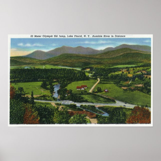 Póster Vista aérea del tramo de esquí olímpico de 60 metr (Frente)