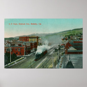 Póster Vista aérea del tren SP Shattuck Ave