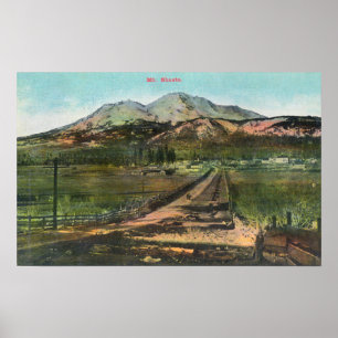 Póster Vista aérea del valle y del monte Shasta