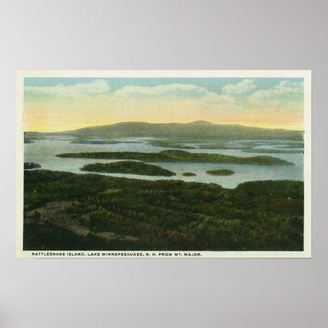 Póster Vista aérea mayor de la isla de Rattlesnake, (Frente)