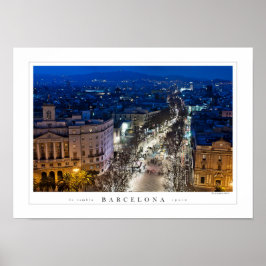 Póster Vista aérea nocturna de La Rambla (poster)
