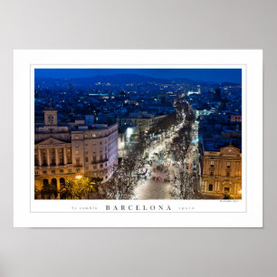Póster Vista aérea nocturna de La Rambla (poster)