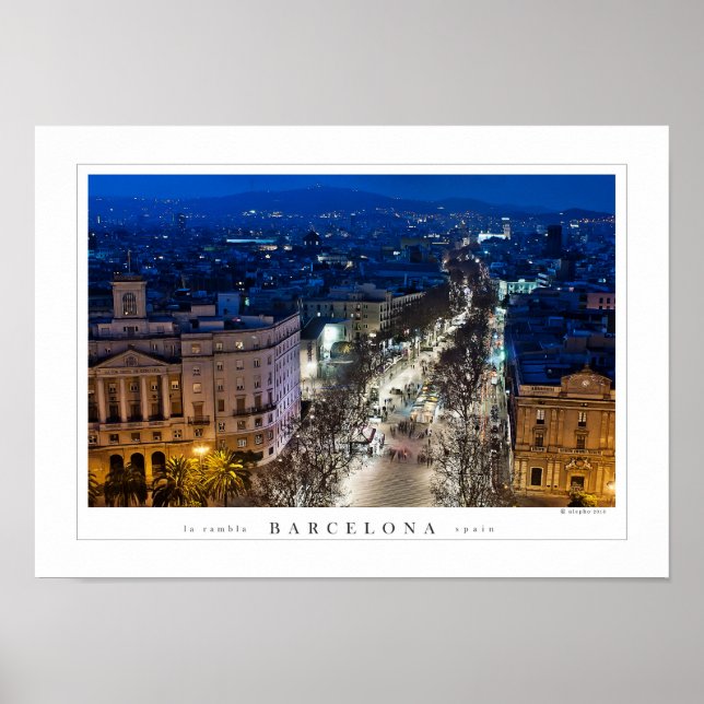 Póster Vista aérea nocturna de La Rambla (poster) (Frente)